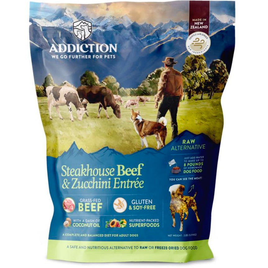 Addiction Steakhouse Beef & Zucchini Entr??e Grain Free Raw Alternative Dog Food 2lb