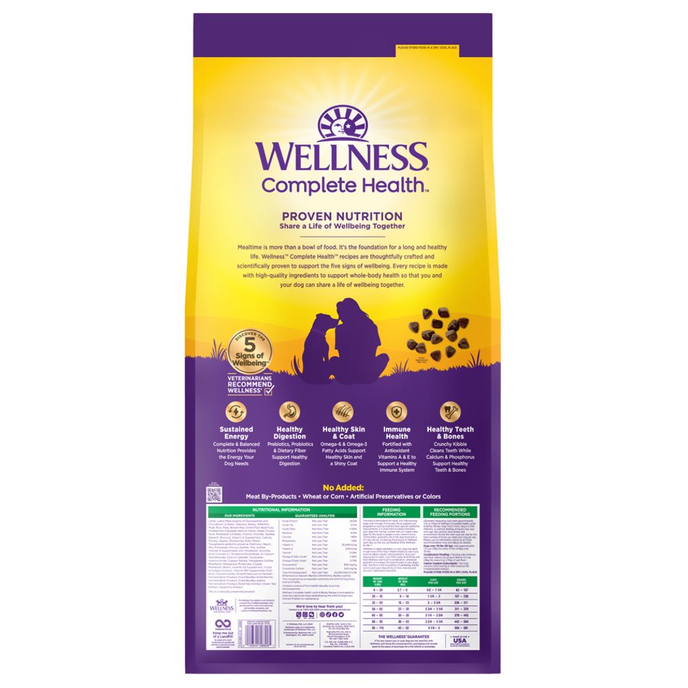 Wellness Complete Health Lamb & Barley Adult Dry Dry Dog Food