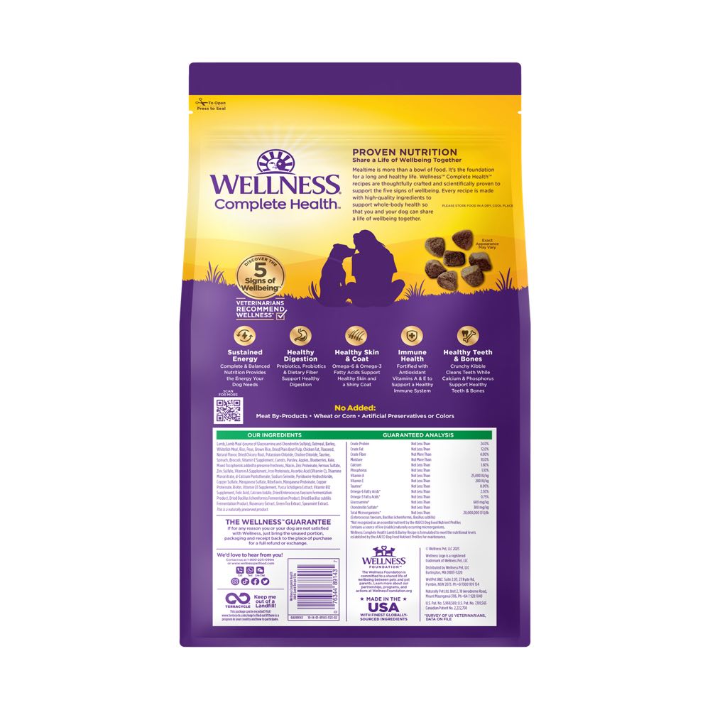 Wellness Complete Health Lamb & Barley Adult Dry Dry Dog Food