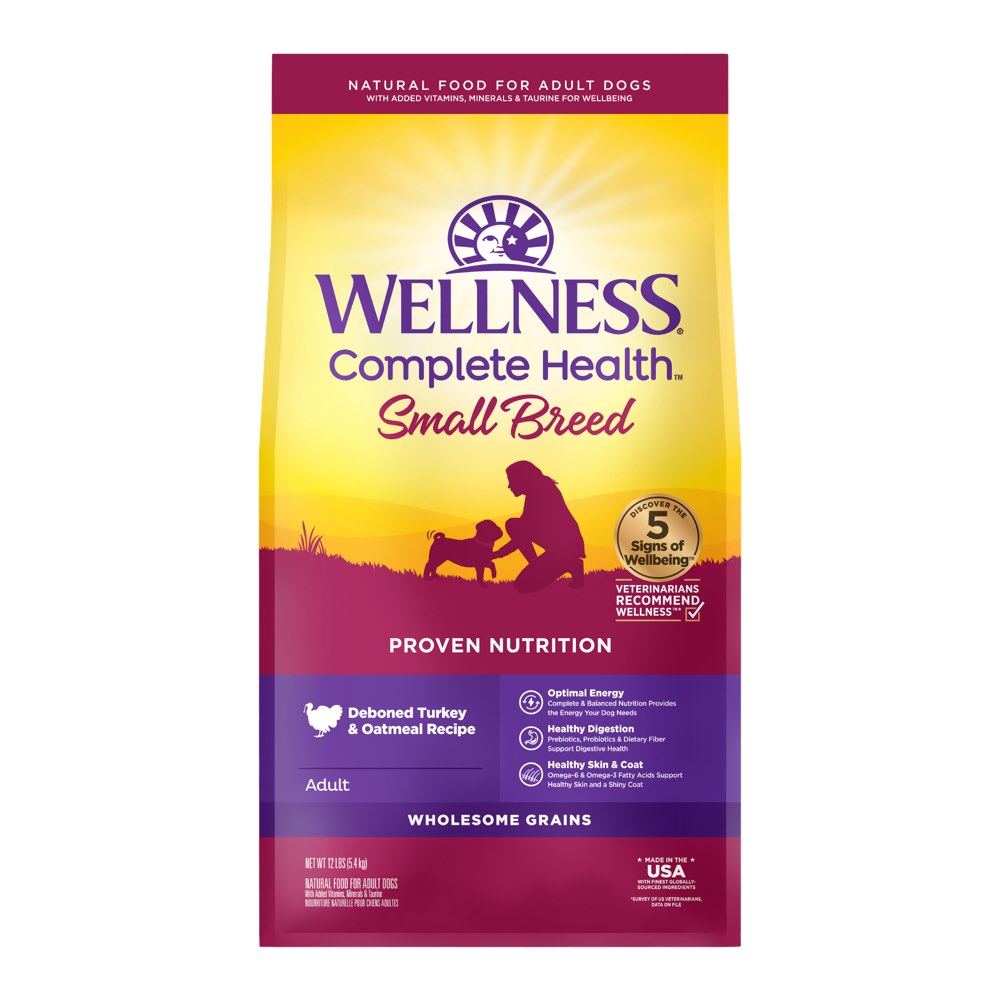 'BUNDLE DEAL/FREE WIPES': Wellness Complete Health Small Breed Adult Turkey & Oatmeal Dry Dog Food - Kohepets