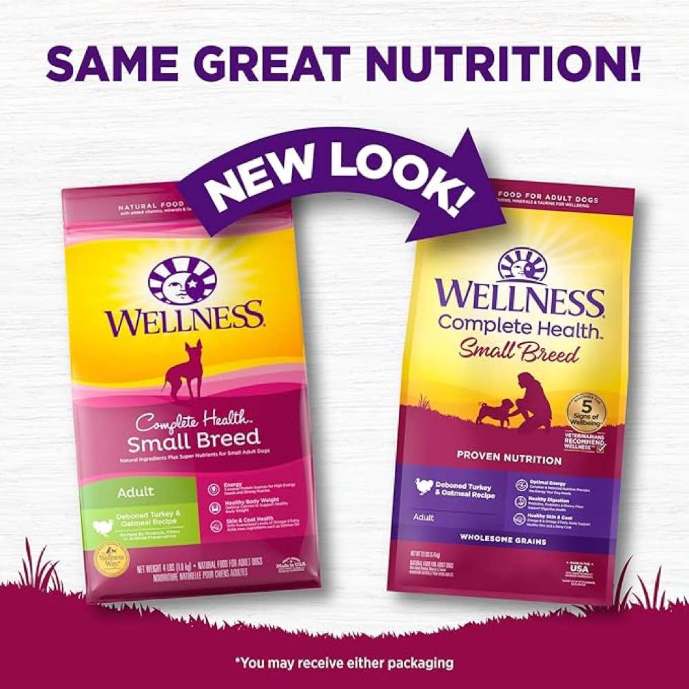 'FREE FD TREATS w 4lb': Wellness Complete Health Small Breed Adult Turkey & Oatmeal Dry Dog Food