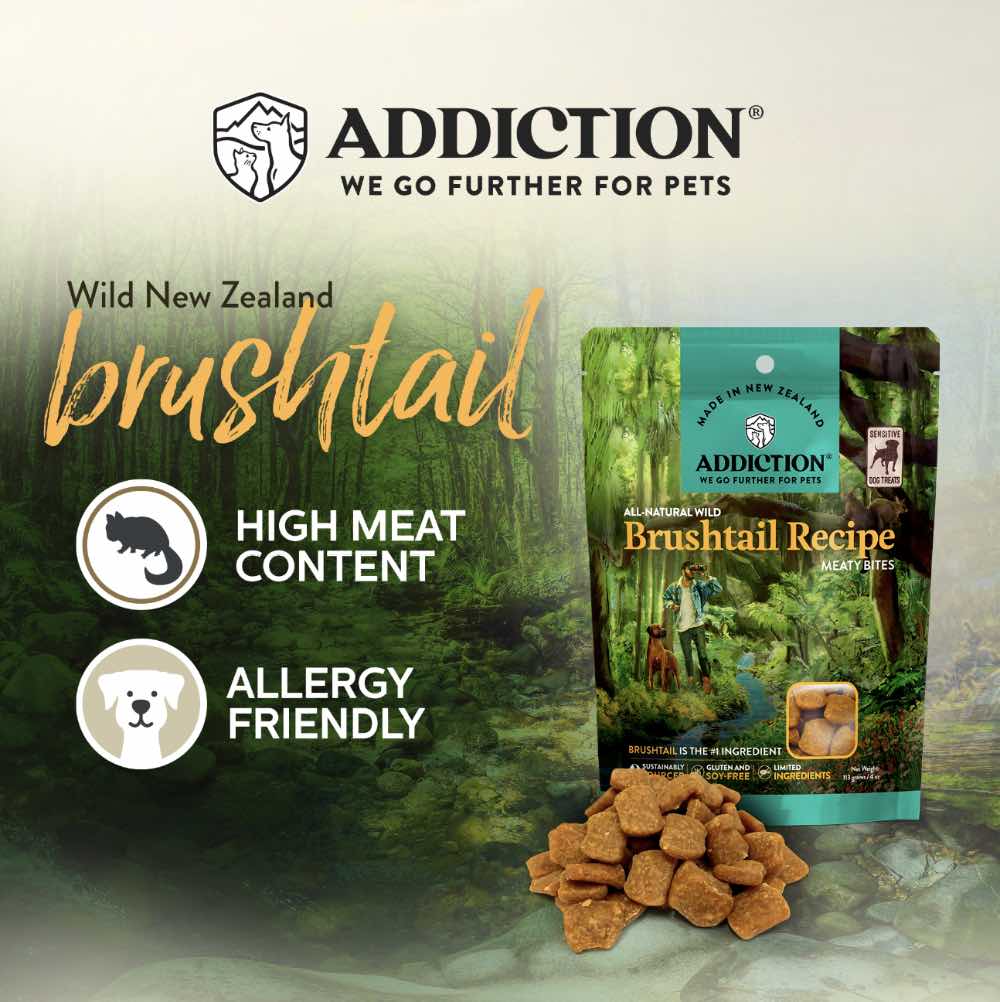 15% OFF: Addiction Meaty Bites Wild Brushtail Grain Free Dog Treats 4oz