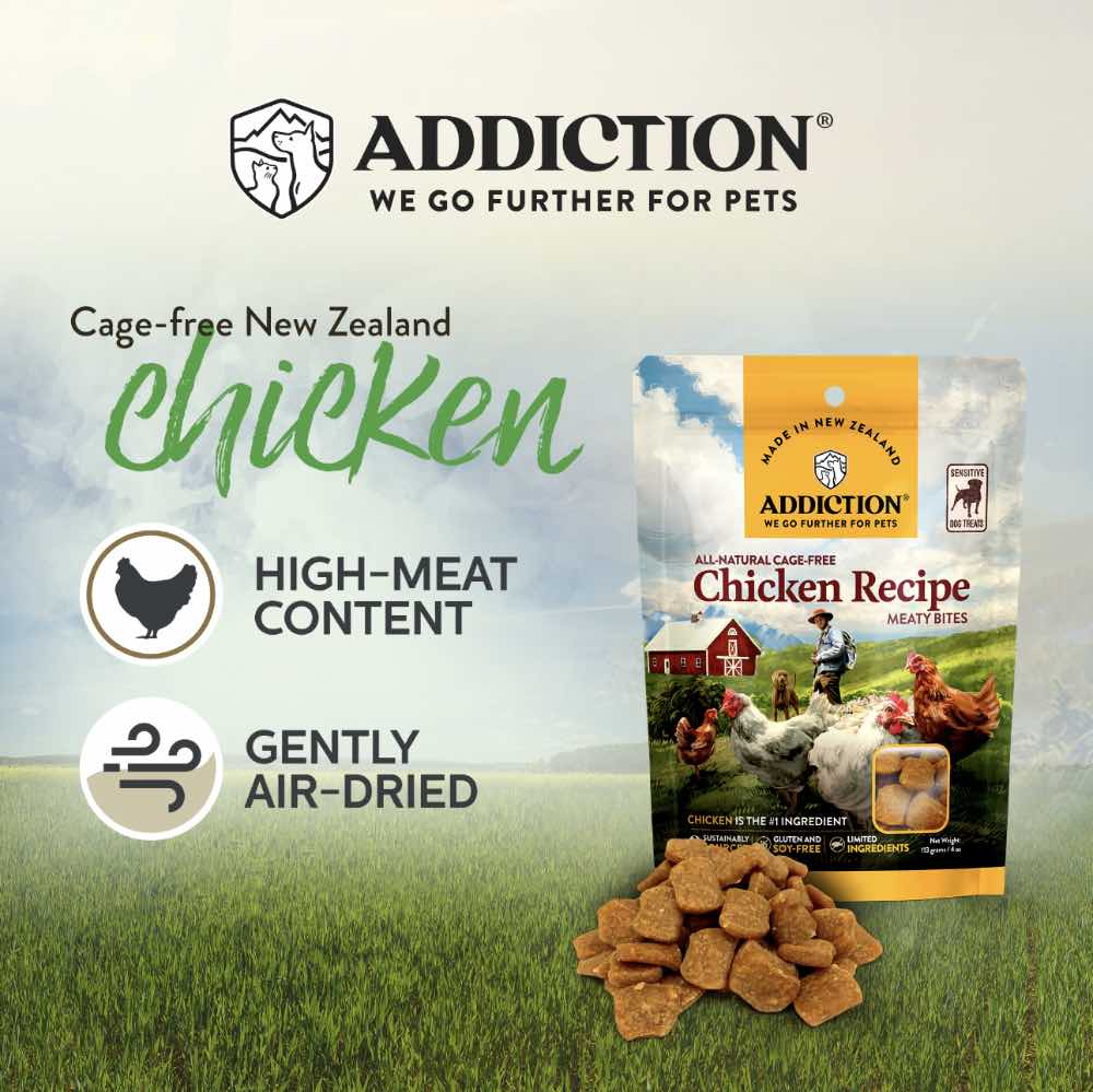 '$4 OFF (Exp 23Jan26)': Addiction Meaty Bites Chicken Grain Free Dog Treats 4oz