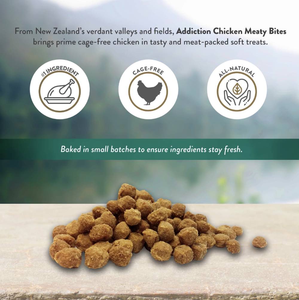 '$4 OFF (Exp 23Jan26)': Addiction Meaty Bites Chicken Grain Free Dog Treats 4oz