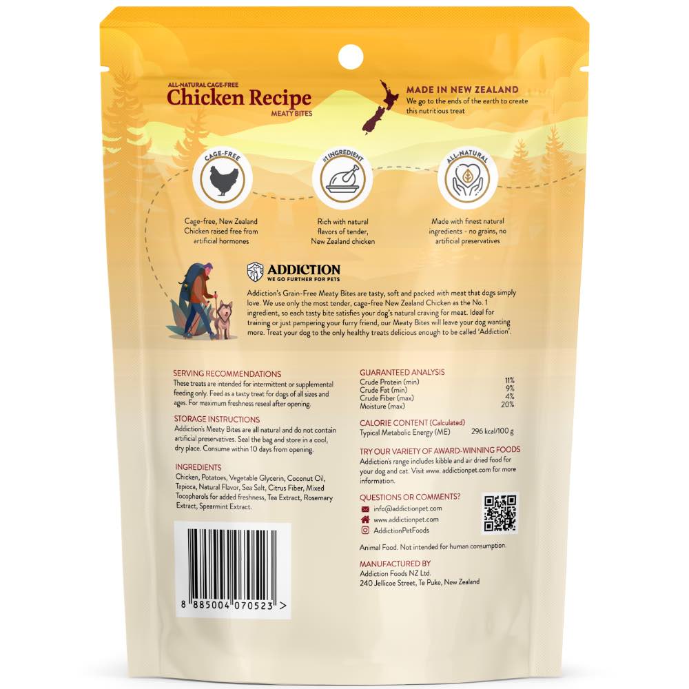 '$4 OFF (Exp 23Jan26)': Addiction Meaty Bites Chicken Grain Free Dog Treats 4oz
