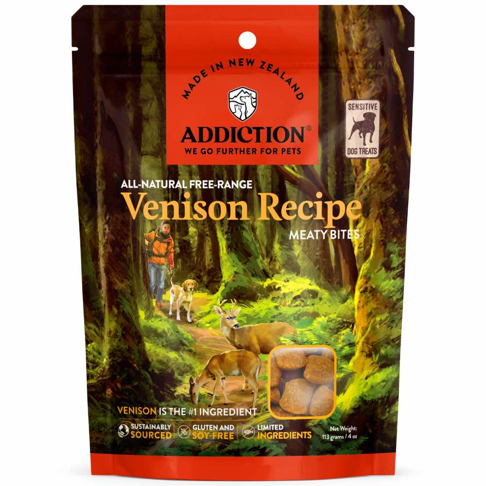 15% OFF: Addiction Meaty Bites Venison Grain Free Dog Treats 4oz