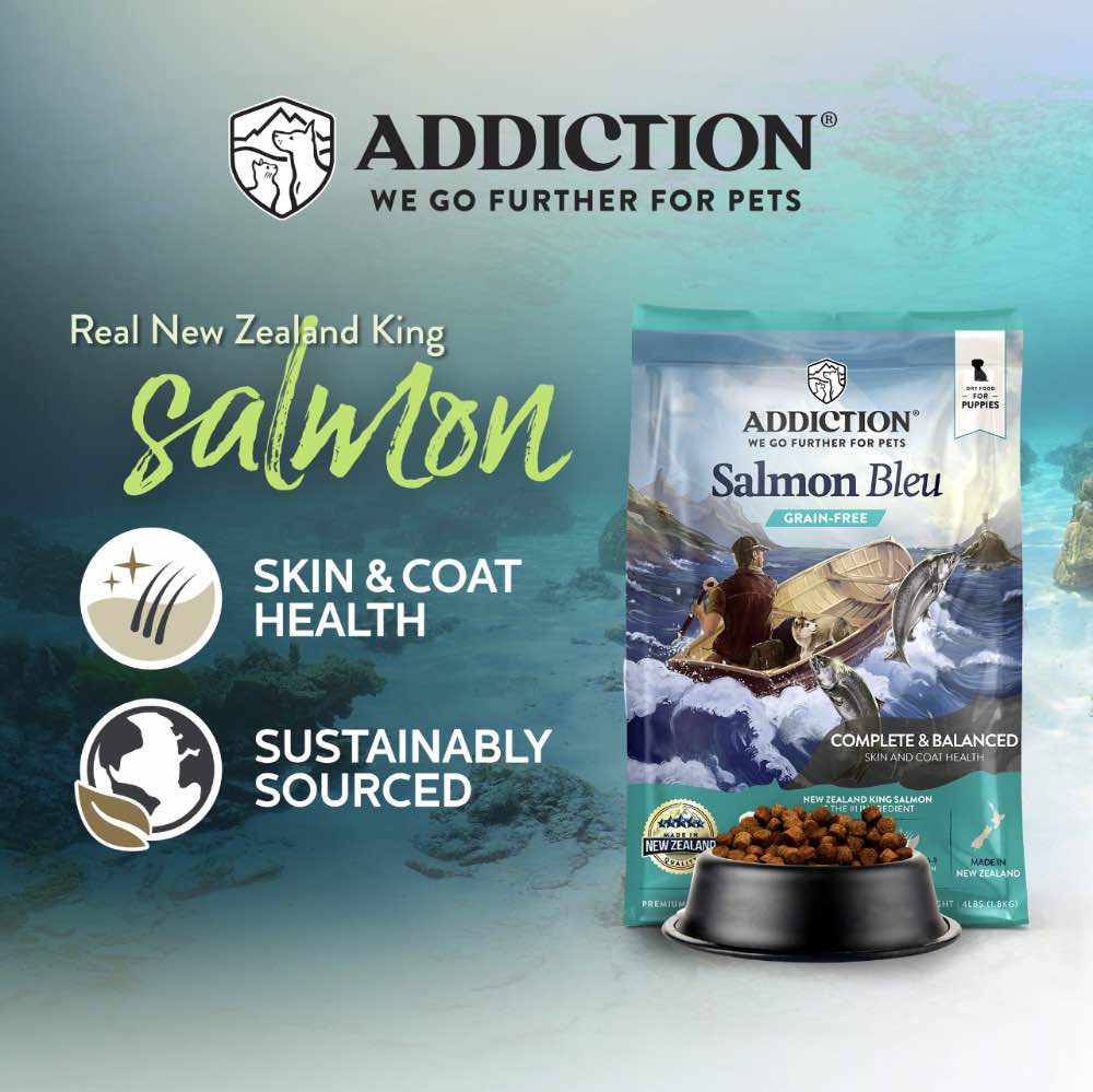 15% OFF/FREE TREATS: Addiction Salmon Bleu Puppy Grain Free Dry Dog Food