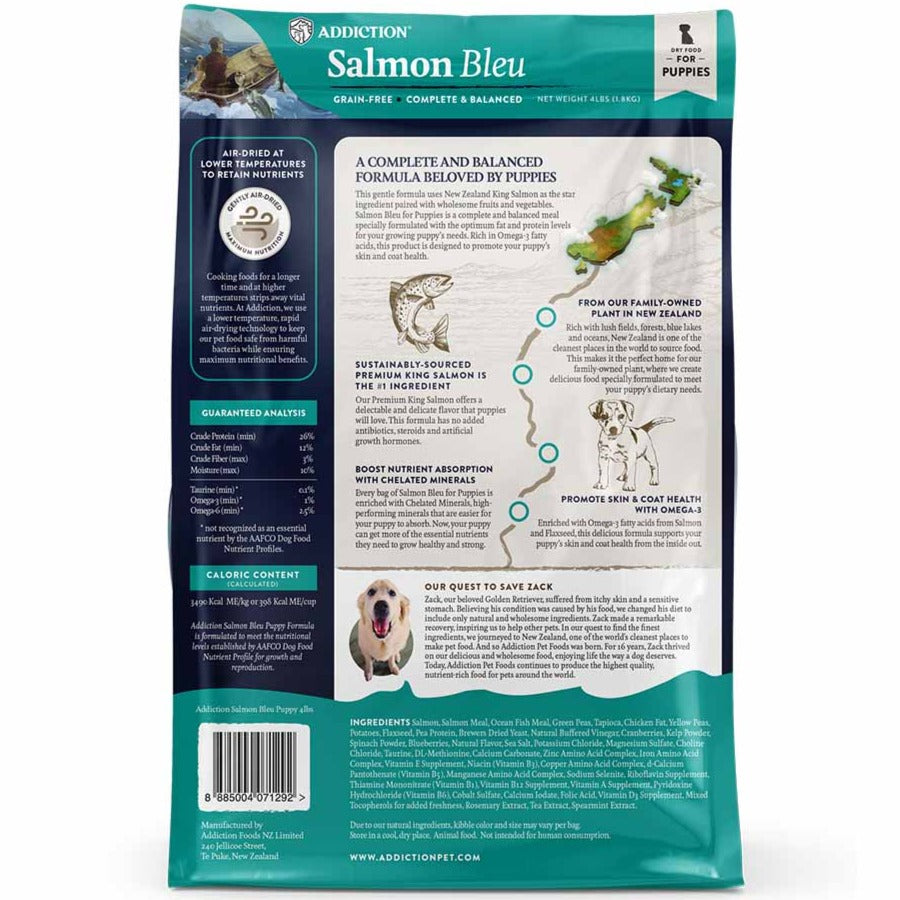 15% OFF/FREE TREATS: Addiction Salmon Bleu Puppy Grain Free Dry Dog Food