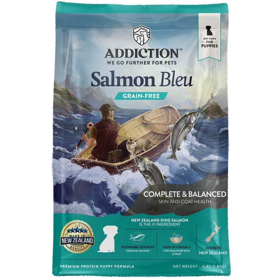 15% OFF/FREE TREATS: Addiction Salmon Bleu Puppy Grain Free Dry Dog Food
