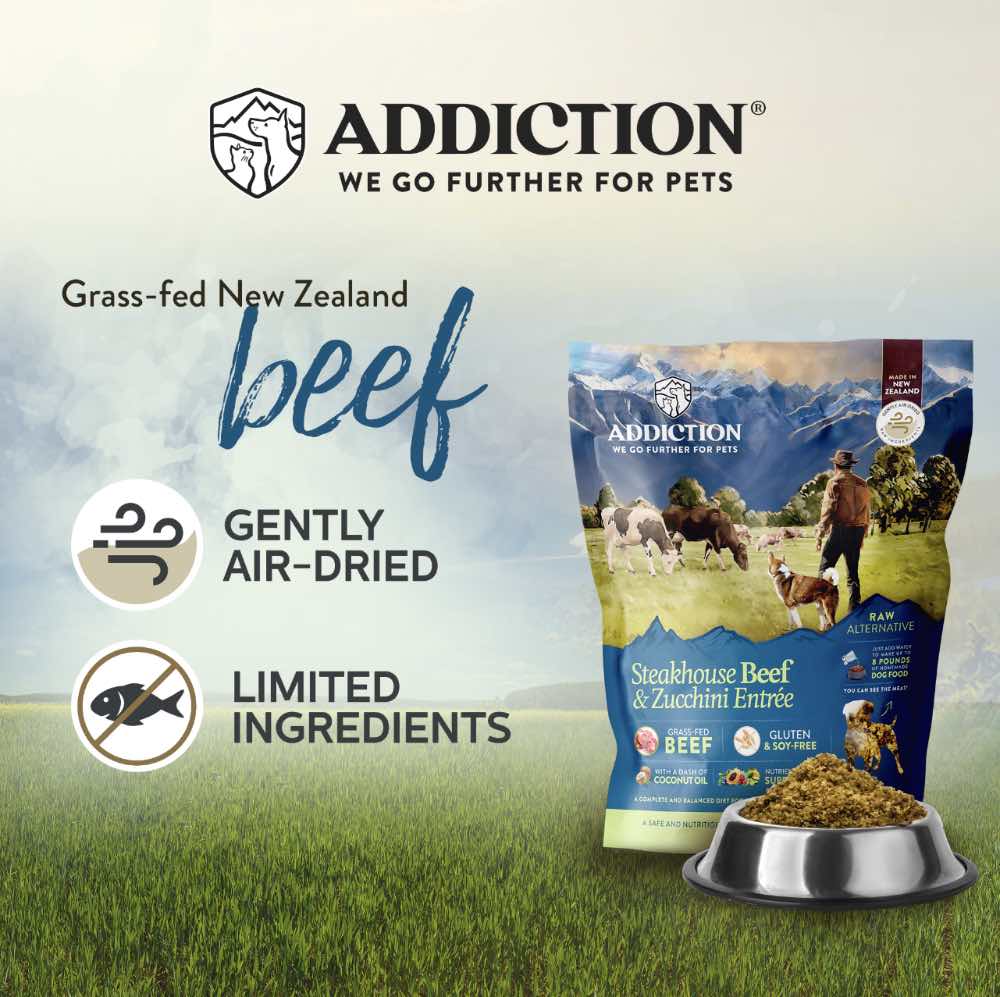 Addiction Steakhouse Beef & Zucchini Entr??e Grain Free Raw Alternative Dog Food 2lb