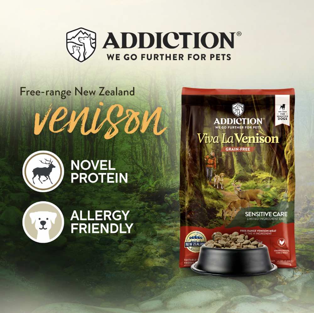 15% OFF/FREE TREATS: Addiction Viva La Venison Grain Free Dry Dog Food