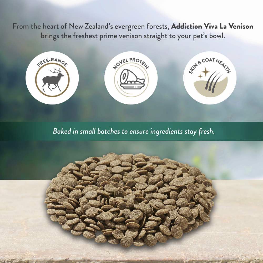 15% OFF/FREE TREATS: Addiction Viva La Venison Grain Free Dry Dog Food