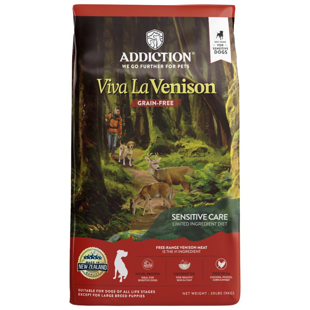 15% OFF/FREE TREATS: Addiction Viva La Venison Grain Free Dry Dog Food