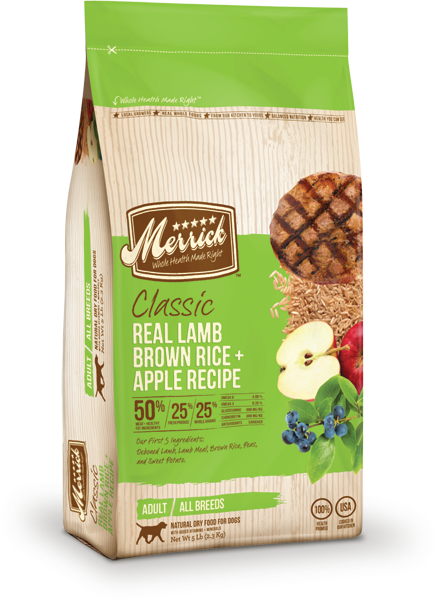"Merrick Classic Real Lamb, Brown Rice & Apple Dry Dog Food"