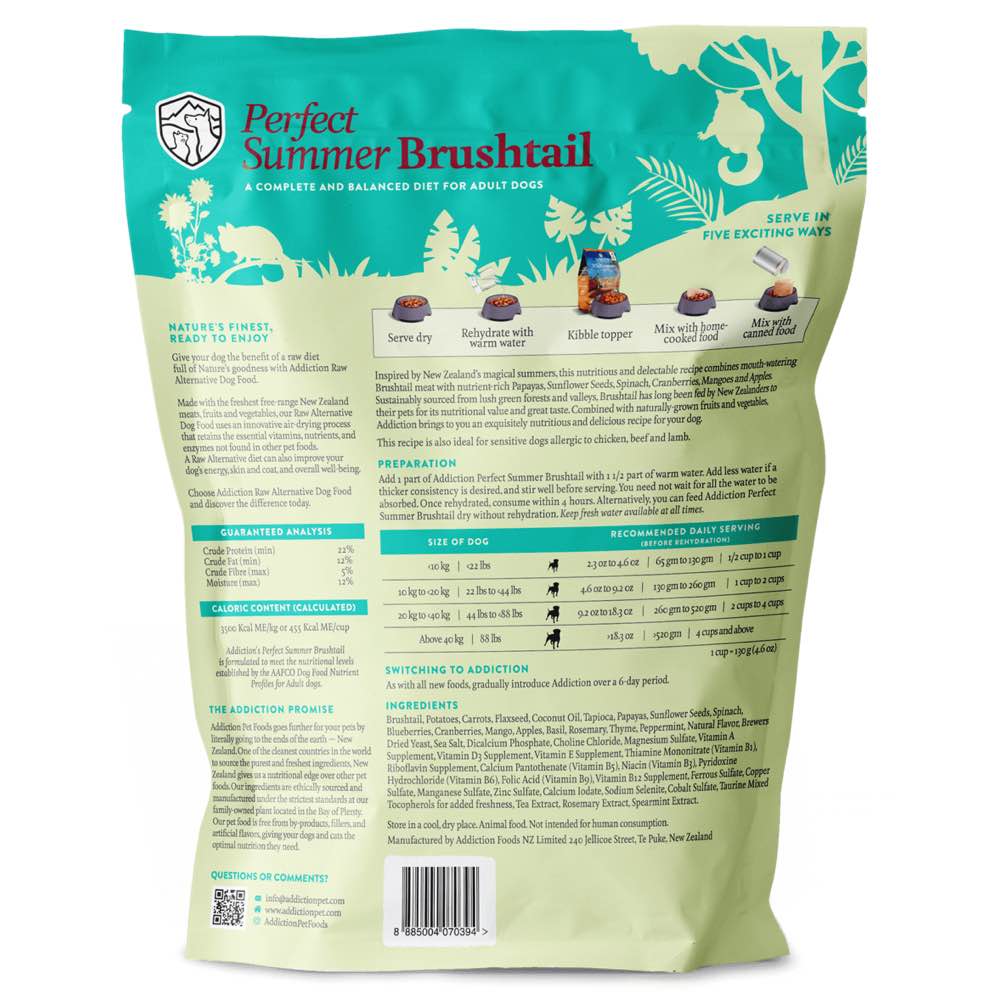 15% OFF: Addiction Perfect Summer Brushtail Grain Free Raw Alternative Dog Food 2lb