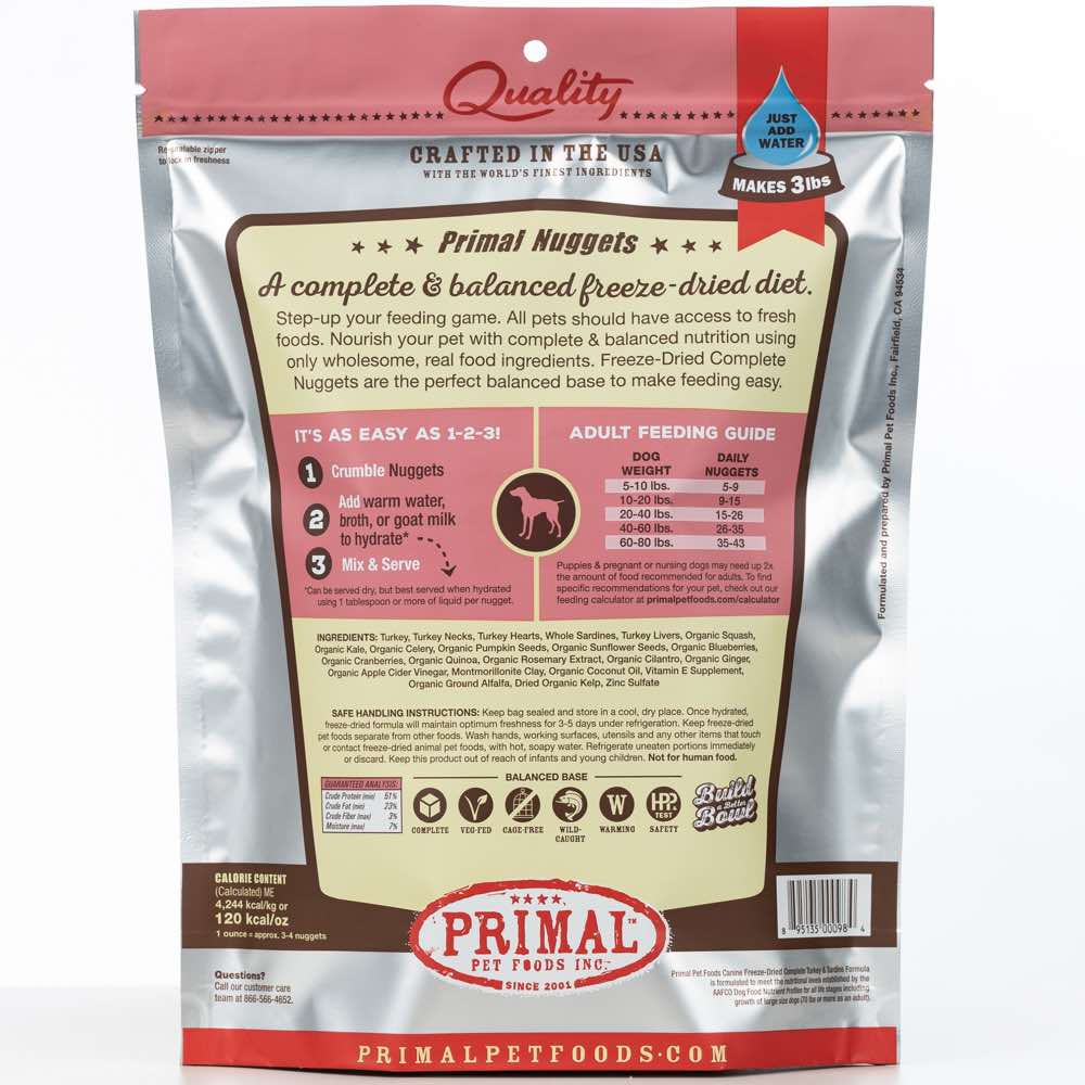 'BUNDLE DEAL': Primal Turkey & Sardine Formula Grain-Free Freeze-Dried Dog Food