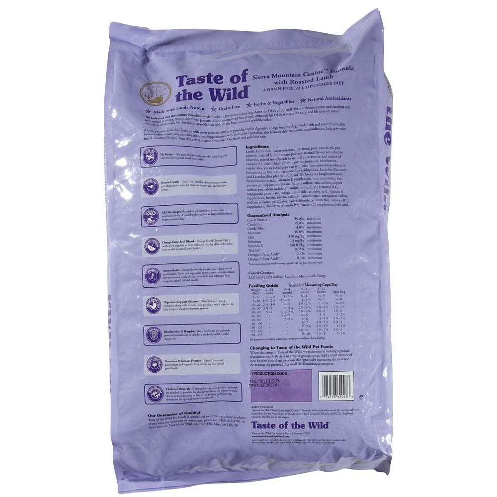 'BUNDLE DEAL/FREE TREAT': Taste of the Wild Sierra Mountain with Roasted Lamb Grain Free Dry Dog Food