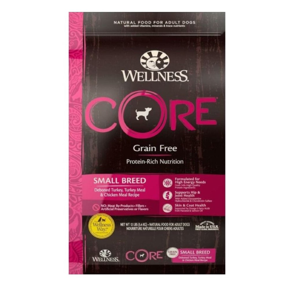 'FREE FD TREATS': Wellness CORE Grain-Free Small Breed Adult Formula Dry Dog Food - Kohepets